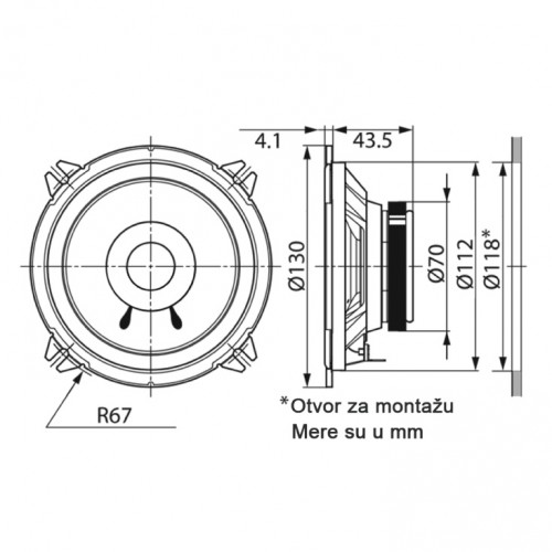 Kenwood auto zvučnici 130mm 260W