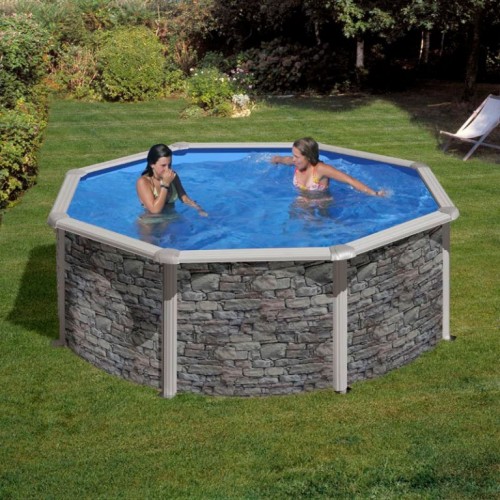 Okrugli montažni bazen Cerdena Stone SET 460x120 cm
