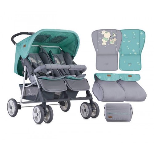 Kolica za Blizance Twin-Grey Green Bunnies