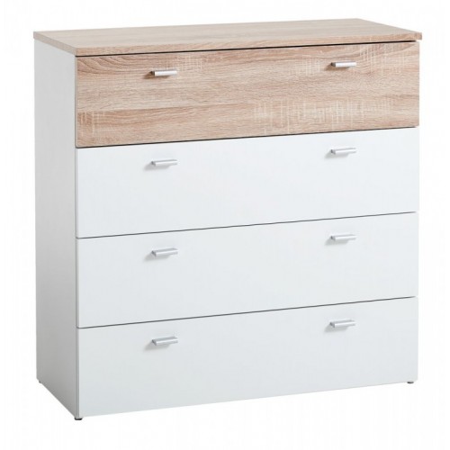 Komoda Sa 4 Fioke Bela Hrast Olimp Sport