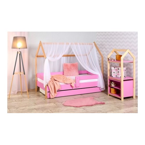 Krevet kućica sa fiokom i dušekom 180x80cm Domek-Roze bukva