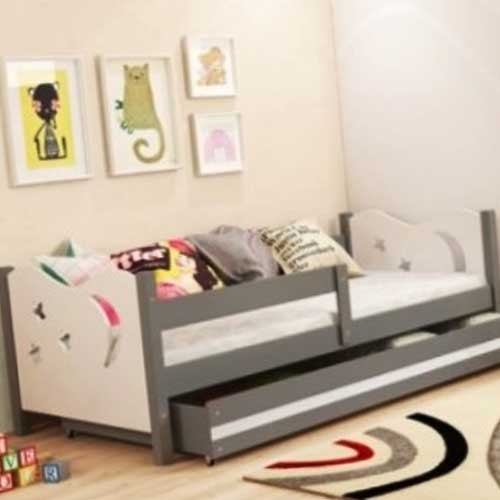 Deciji Krevet Elegant Graphite Beli 160x80 Cm Sa Fiokom I Dusekom