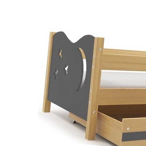 Dečiji krevet Elegant Pine sivi 160x80 cm sa fiokom i dušekom