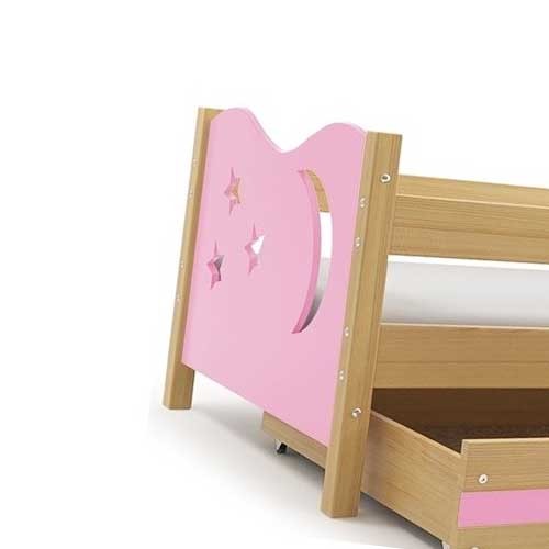 Dečiji krevet Elegant Pine roze 160x80 cm sa fiokom i dušekom