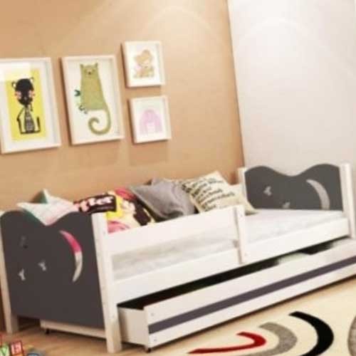 Dečiji krevet Elegant White sivi 160x80 cm sa fiokom i dušekom