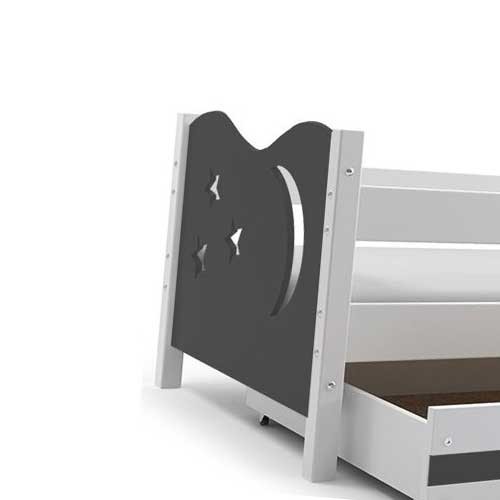 Dečiji krevet Elegant White sivi 160x80 cm sa fiokom i dušekom