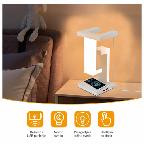 Lampa LED sa bezicnim punjenjem za mobilni bela