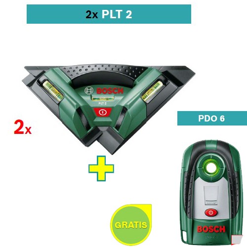 Laser za pločice Bosch PLT2 2 kom + Bosch PDO 6 detektor metala