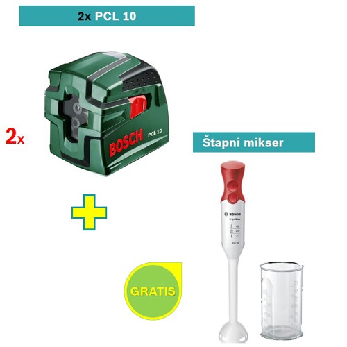 Laser za ukrštene linije Bosch PCL 10 2KOM  + Bosch štapni mikser GRATIS