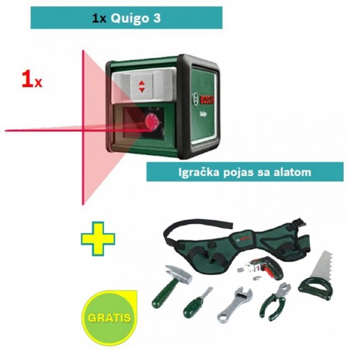 Laser za ukrštene linije Bosch Quigo 3 + Igračka pojas sa alatom