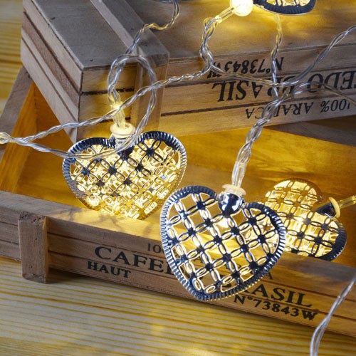 LED lampice metalna srca 