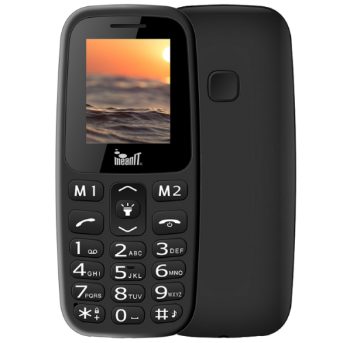 Meanit Mobilni telefon, 1.77" ekran, Dual SIM, BT, SOS dugme Crni