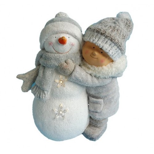 Novogodišnja dekoracija dečak i Sneško Belić 42 cm Willy