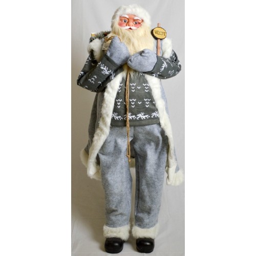 Novogodišnja figura deda Mraza sa Tablom i Džakom 150 cm sivi