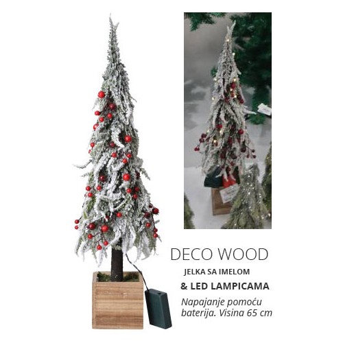 Novogodišnja jelka u saksiji Deco Wood sa lampicama 65 cm