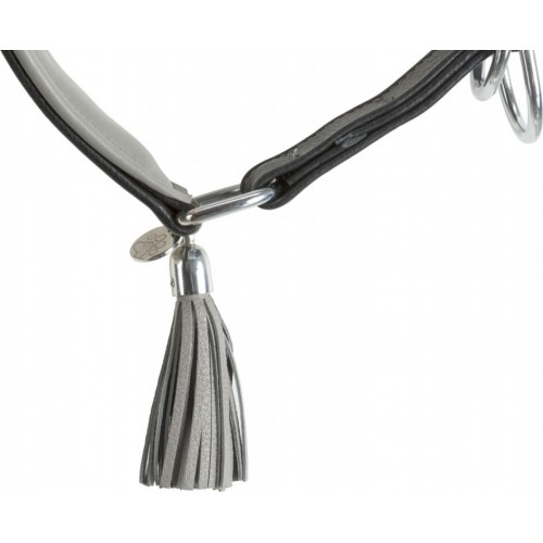 Ogrlica za Hrta koža  S 27-35cm/55mm  crno siva
