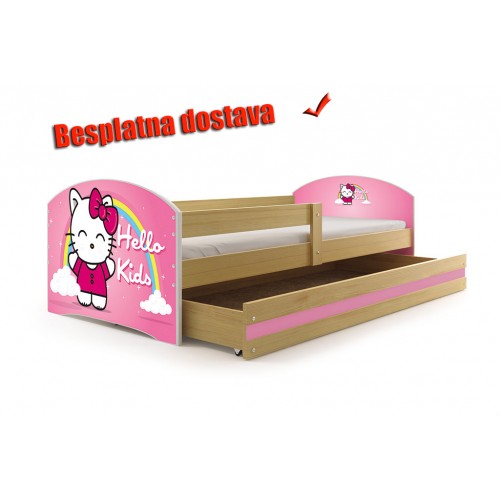 Dečiji krevet Lookie Pine 160x80 cm sa dušekom dezen 03