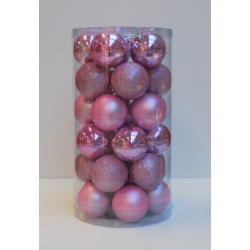 Novogodišnje kugle za jelku set 30 komada pink boje