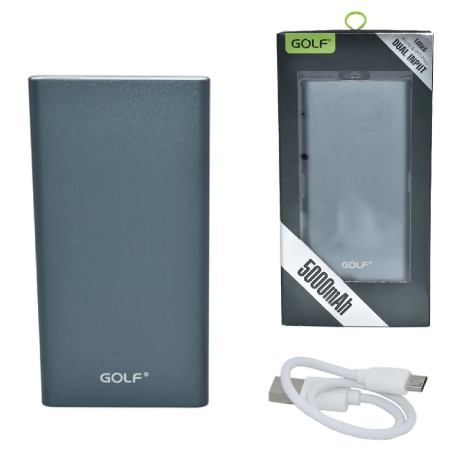 Power bank GOLF EDGE5 5000mAh sivi 2xUSB Olimp Sport