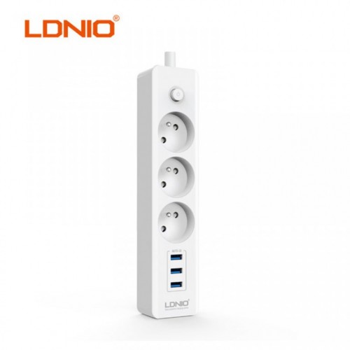 Produžni Kabl LDNIO SE3330 3 EU Plug + 3 USB plug Max 2500W 1.8M White