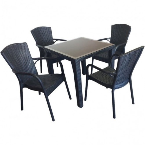Tilia baštenski set royal sto i 4 stolice crni 80X80