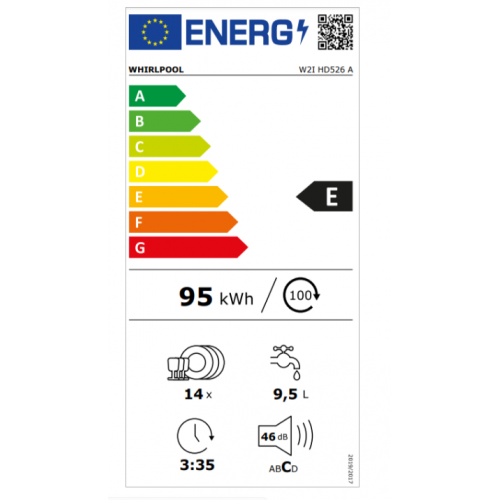 WHIRLPOOL W2I HD526 Ugradna mašina za sudove