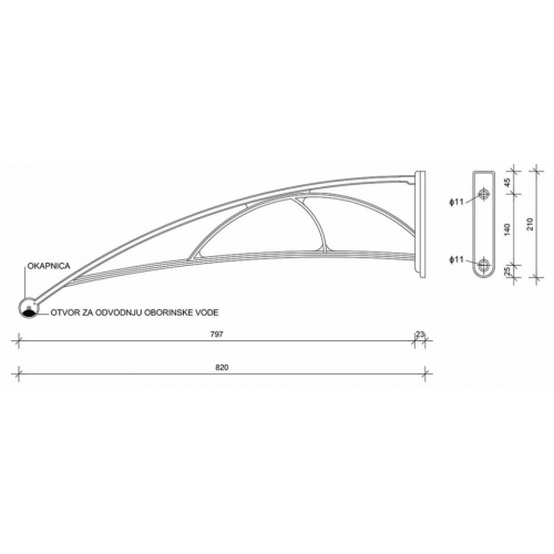 Nadstrešnica Za Vrata 82x120cm Smeđa Baza Ploča Bronza 6mm