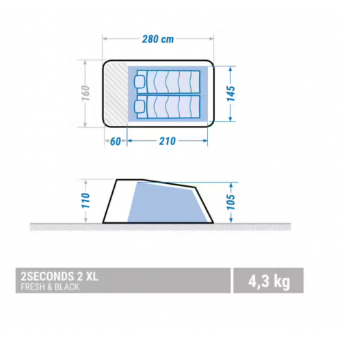 Šator za kampovanje 2 osobe belo plavi 