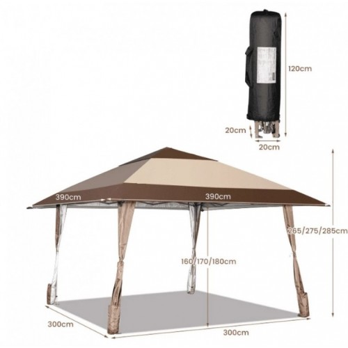 Gazebo paviljon sa mehanizmom 390x390cm Bež