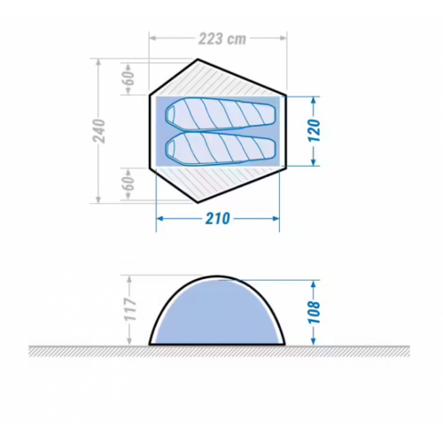 Šator za treking sa kupolom 2 osobe