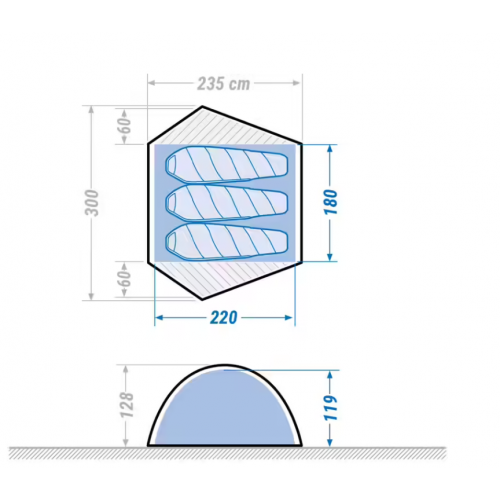 Šator za trenking za 3 osobe Kupolasti 