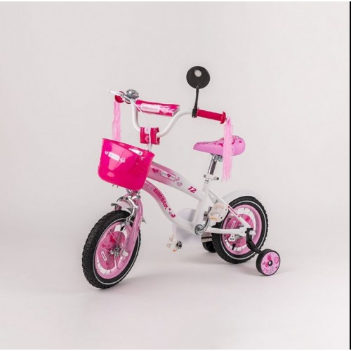 Dečiji bicikl sa pomoćnim točkićima BMX 12-pink