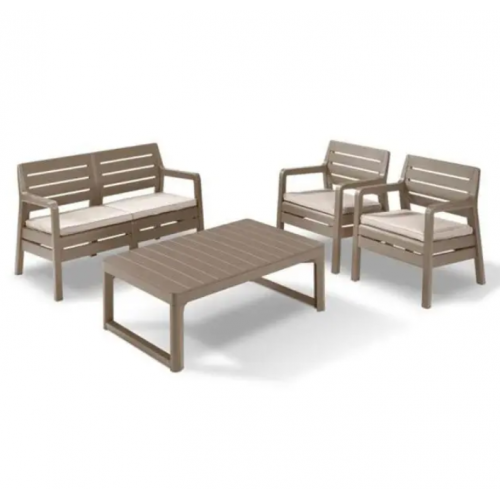 Set delano sto/dve stolice/sofa cappuccino/sand