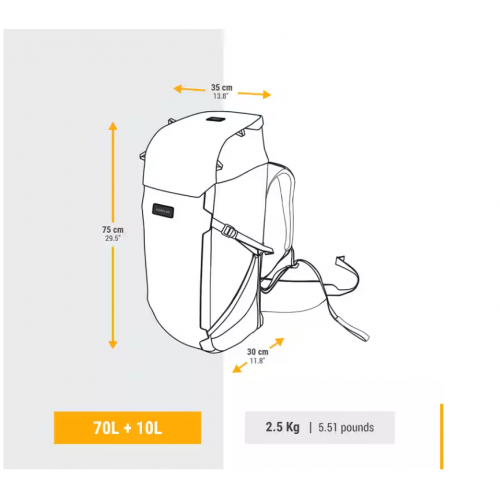 Forclaz ranac za treking mušski 70+6L 