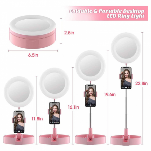 Selfie LED Ring light G3 16cm sa stalkom roze