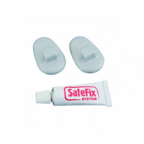 Set 2 kukice i lepak za kačenje polica SafeFix Metaltex