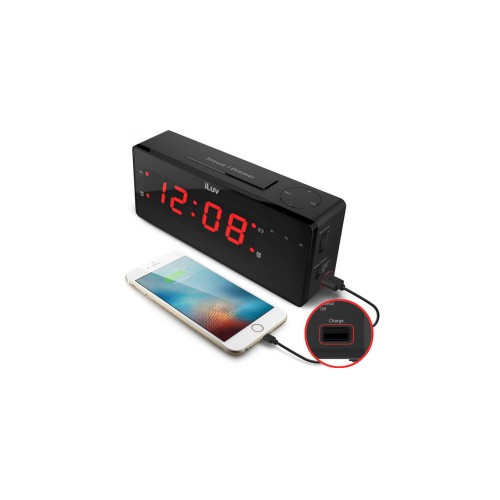Bežični Smart budilnik Luv JUMBO LED Alarm Clock with wireless Alarm Shaker Black