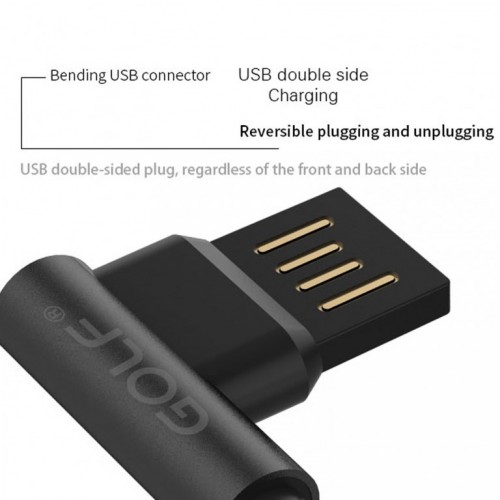 USB kabl tip C 1m 90° GOLF GC-48T crni