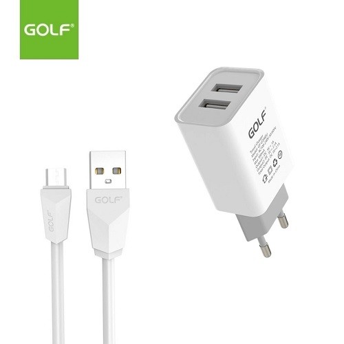 Kućni punjač + micro kabl GOLF GF-U206 beli 00G181