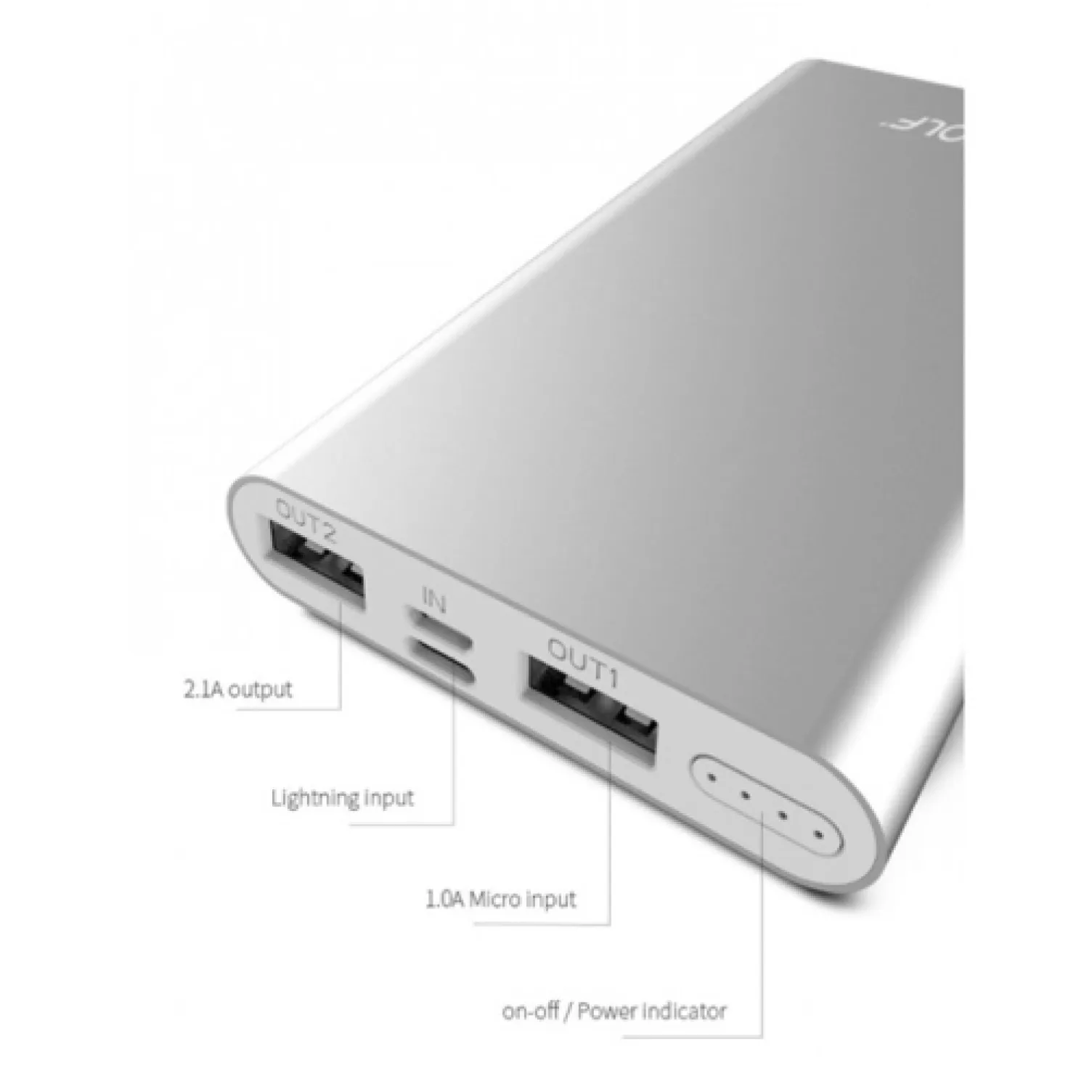 Power bank 10000mAh GOLF EDGE10 silver Olimp Sport