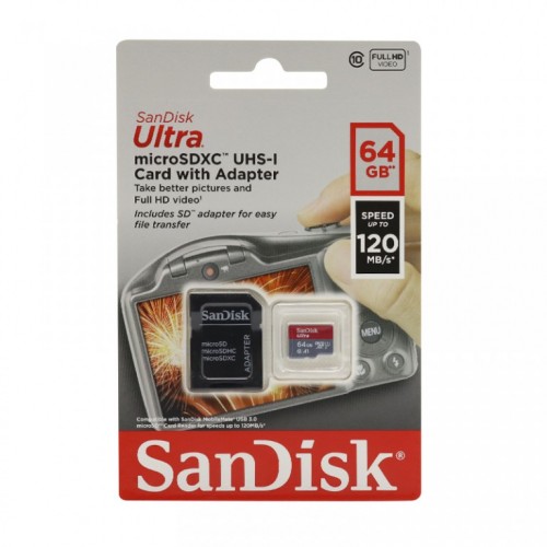 SanDisk SDHC 64GB Ultra Mic.120MB/s A1 Class SND009