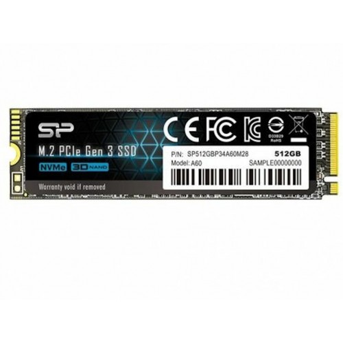 Silicon Power SSD 512GB SP512GBP34A60M28, PCIe Gen3 x4, NVMe, M.2 2280, 2200/1600 MB/s ssd hard disk 