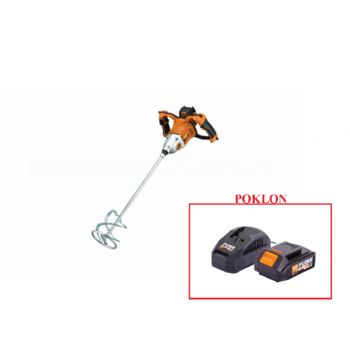 Fuse akumulatorski brushless mešač za boju VEM 1220 + POKLON Fuse set baterija 1.5Ah + punjač 2.4A