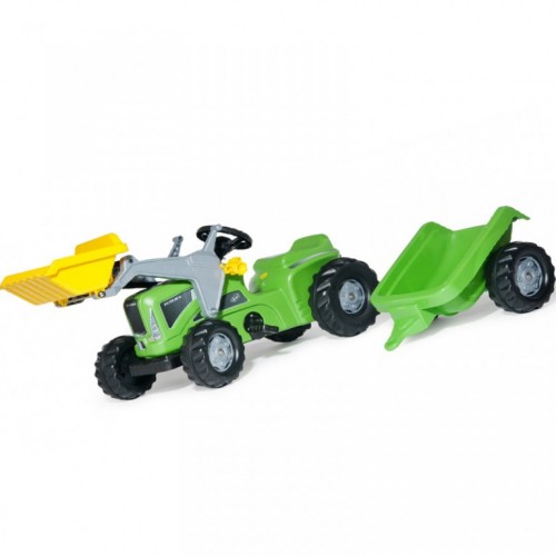 Traktor na pedale RollyToys Kiddy Futura zeleni s prikolicom i utovarivačem