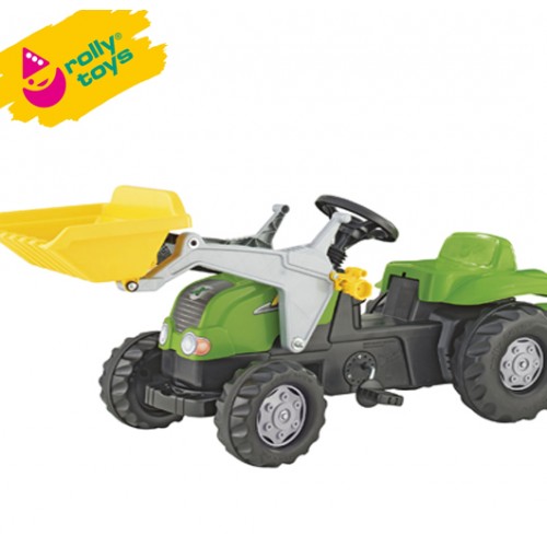 Traktor na pedale sa prikolicom i utovarivačem Rolly Kid-X zeleni