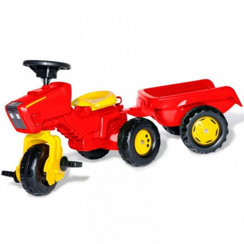 Traktor na pedale Trike sa prikolicom crveni
