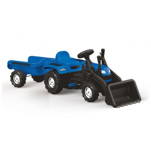 Traktor sa prikolicom i kašikom na pedale Plavi