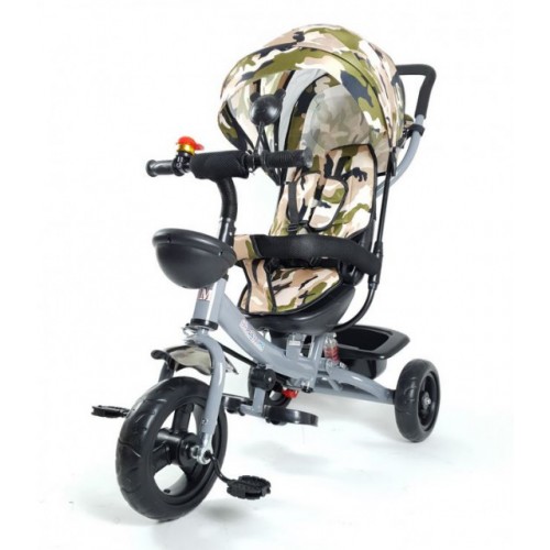 Tricikl Guralica Playtime Army 406-1 sa mekim sedištem  Mat sivi ram