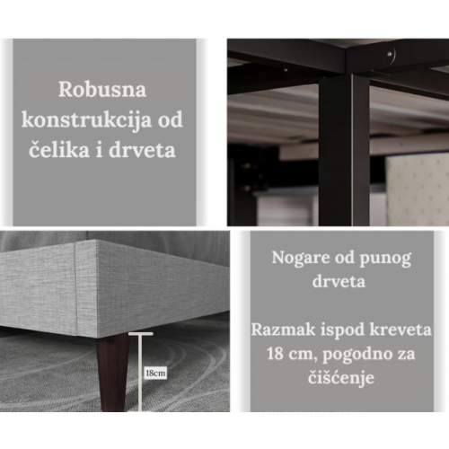 Versaj Bračni Krevet 216X164X108 cm - Crni + Madison Dušek za Bračni krevet 160x200 cm