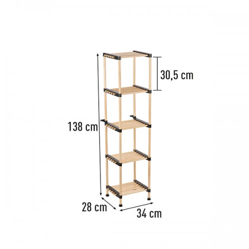 Višenamenska drvena polica 5 pregrade modularna Seowood RF-3405